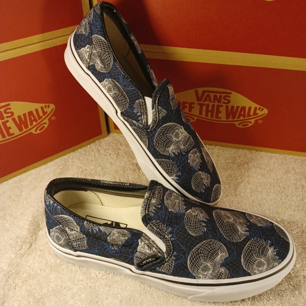 Vans Men's 4.5/Women's 6 Classic Slip On Wire Frame Skulls VNOA33TB9IB